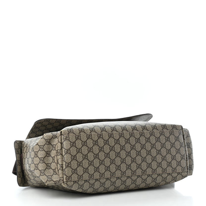 Gucci GG Supreme Monogram Selleria Calfskin Messenger Diaper Bag Beige Ebony Cocoa Dark Chocolate 4 of 9
