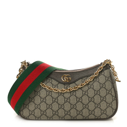 Gucci GG Supreme Monogram Textured Dollar Calfskin Web Small Ophidia GG Handbag Beige Ebony New Acero 1 of 10