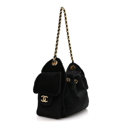 Chanel Pony Hair Mini Chanel 25 Handbag Black 3 of 11
