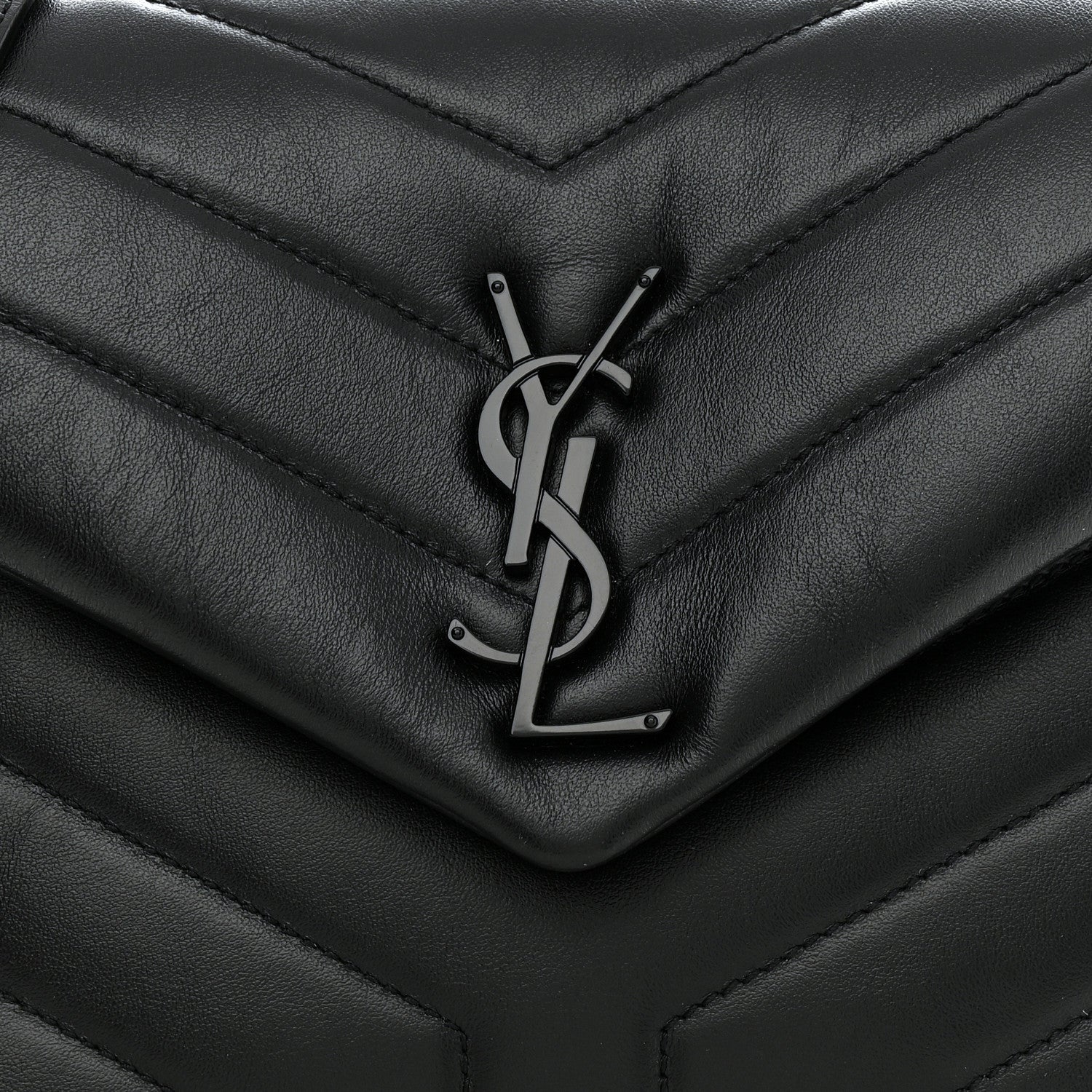 Saint Laurent Calfskin Y Quilted Monogram Monochrome Small Loulou Chain Satchel Black 10 of 13