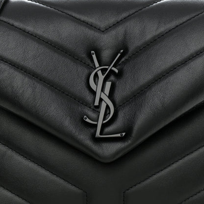 Saint Laurent Calfskin Y Quilted Monogram Monochrome Small Loulou Chain Satchel Black 10 of 13