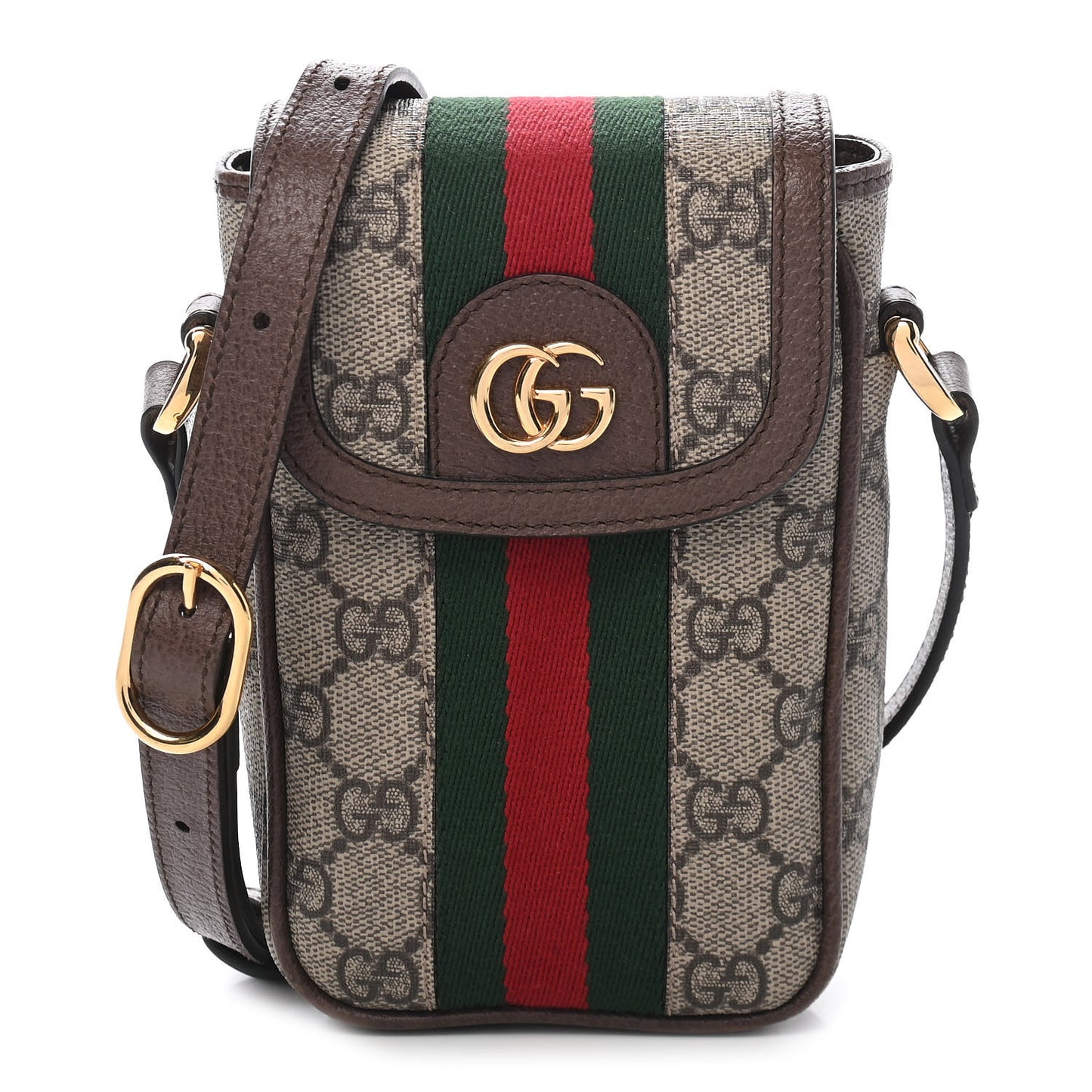 GG Supreme Monogram Web Ophidia Phone Crossbody Bag Beige New Acero
