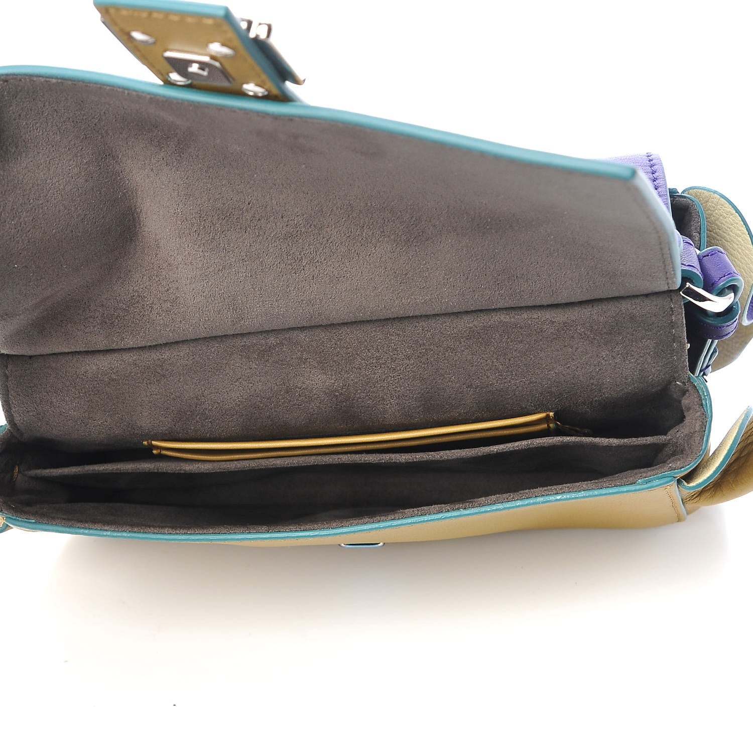 Fendi Vitello Dolce Waves Tri-Color Micro Double Baguette Purple Banana Mostarda 7 of 10