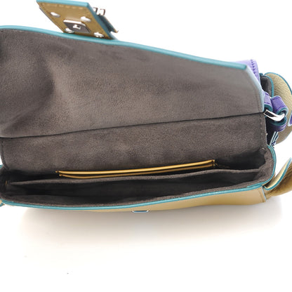 Fendi Vitello Dolce Waves Tri-Color Micro Double Baguette Purple Banana Mostarda 7 of 10