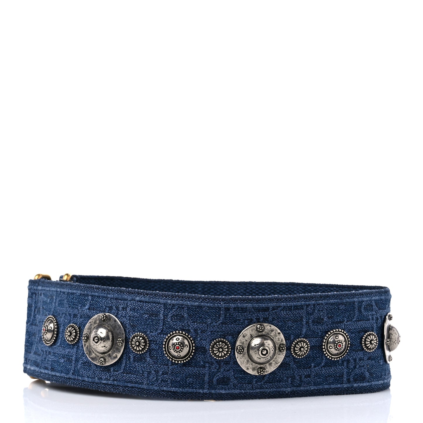 Oblique Denim Studded Shoulder Strap Blue