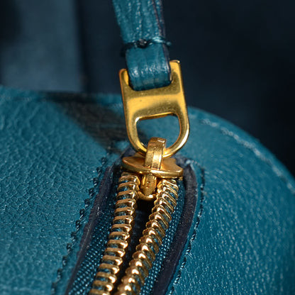 Celine Crisped Calfskin Small Tie Knot Tote Metallic Blue 8 of 11
