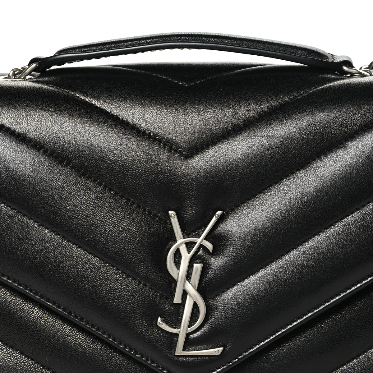Lambskin Chevron Quilted Medium Loulou Black