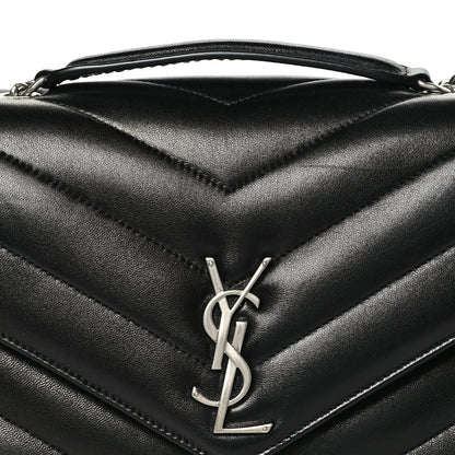Saint Laurent Lambskin Chevron Quilted Medium Loulou Black 9 of 11