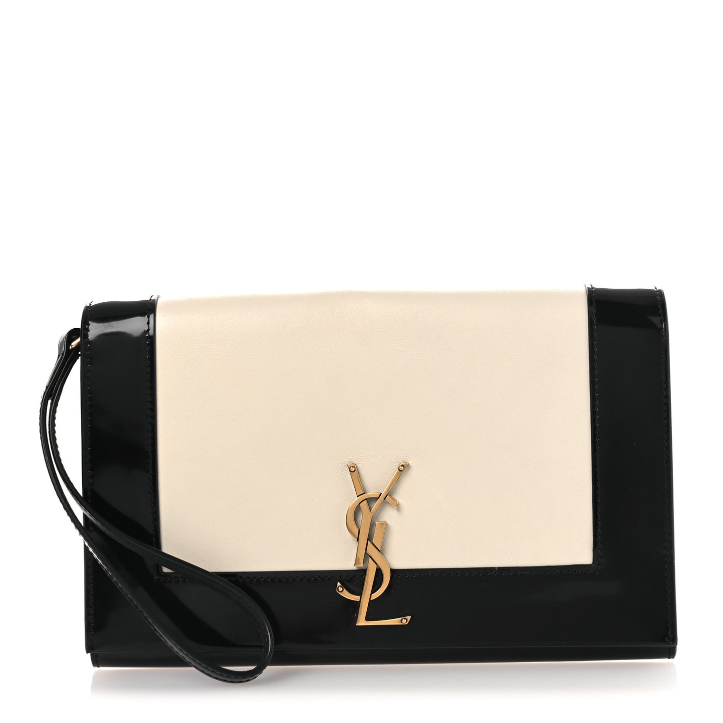 Nappa Patent Calfskin Two-Toned Monogram Pouch Alabastro Black