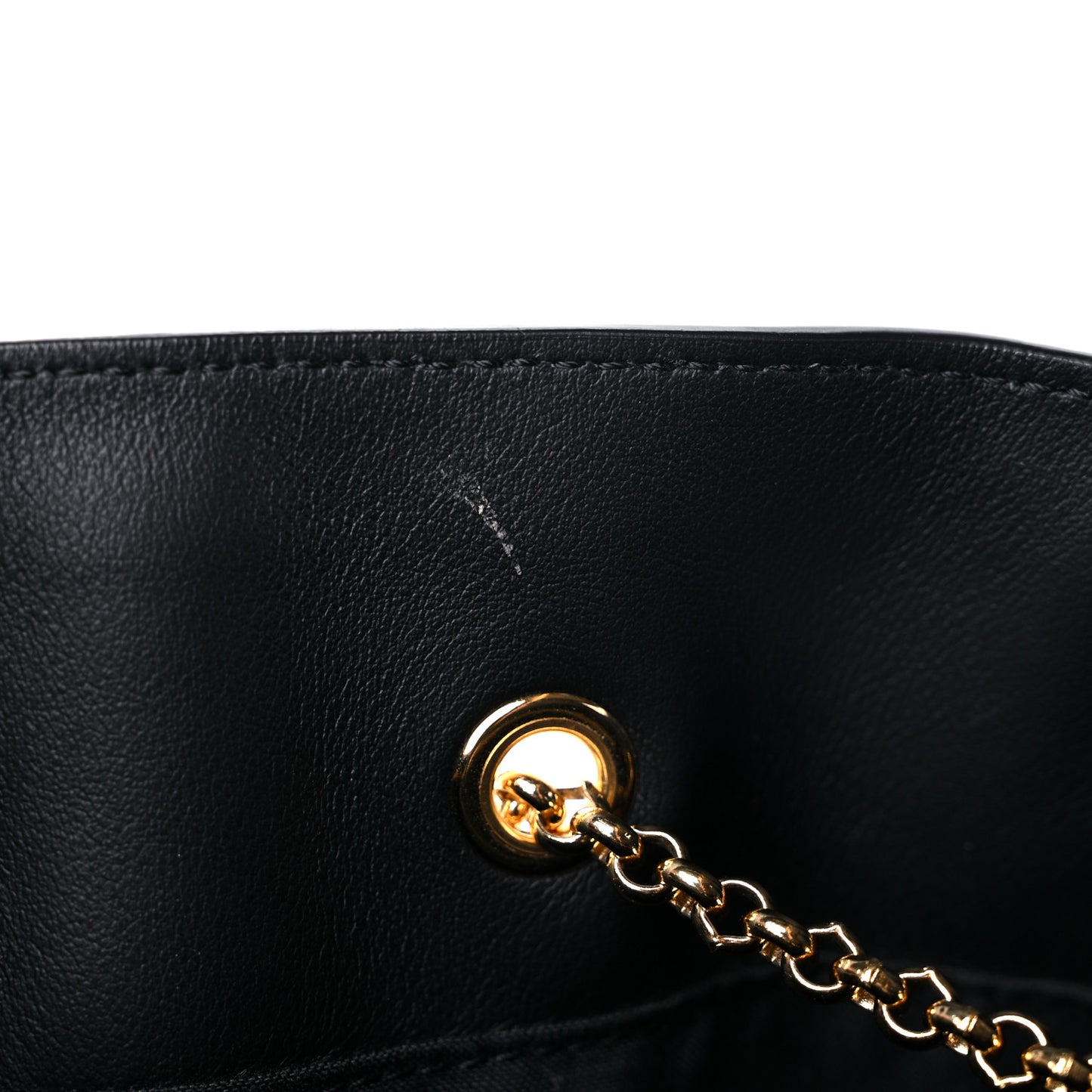 Vitello Grace King Karligraphy Chain Bucket Bag Black Bisquit