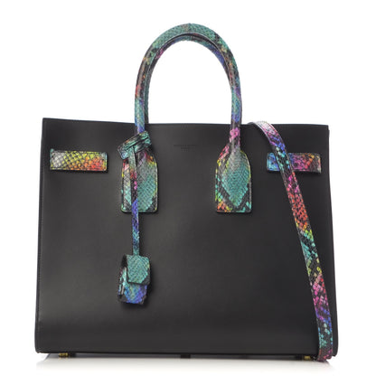 Saint Laurent Calfskin Embossed Python Small Sac De Jour Black Multicolor 1 of 13