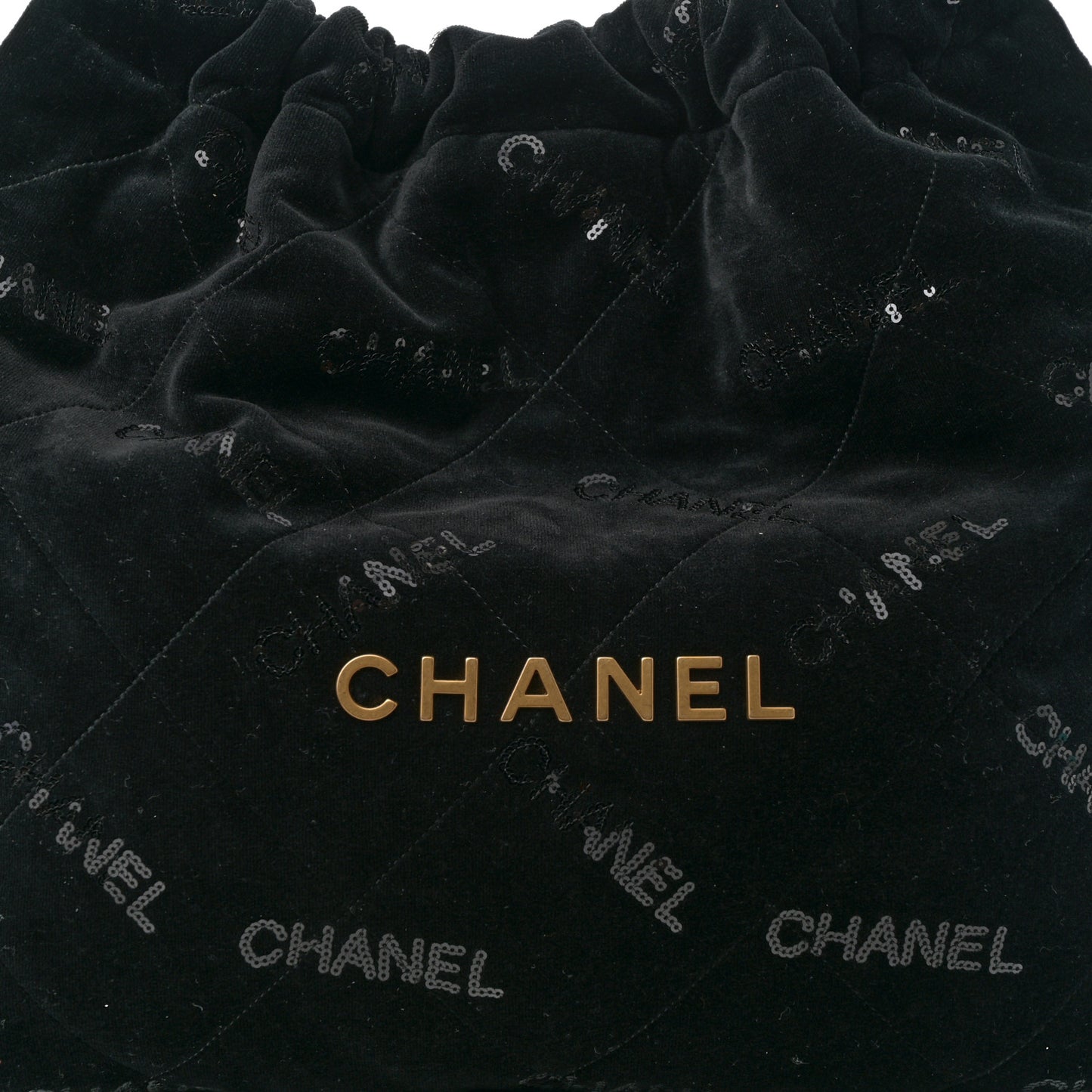 Velvet Sequin Quilted Chanel 22 Black