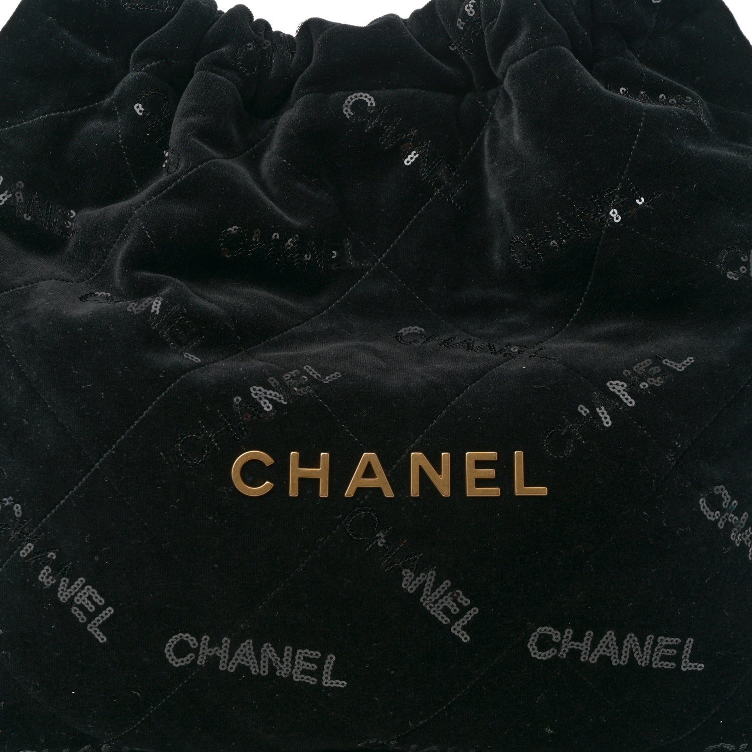 Chanel Velvet Sequin Quilted Chanel 22 Black 9 of 11