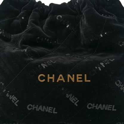 Chanel Velvet Sequin Quilted Chanel 22 Black 9 of 11