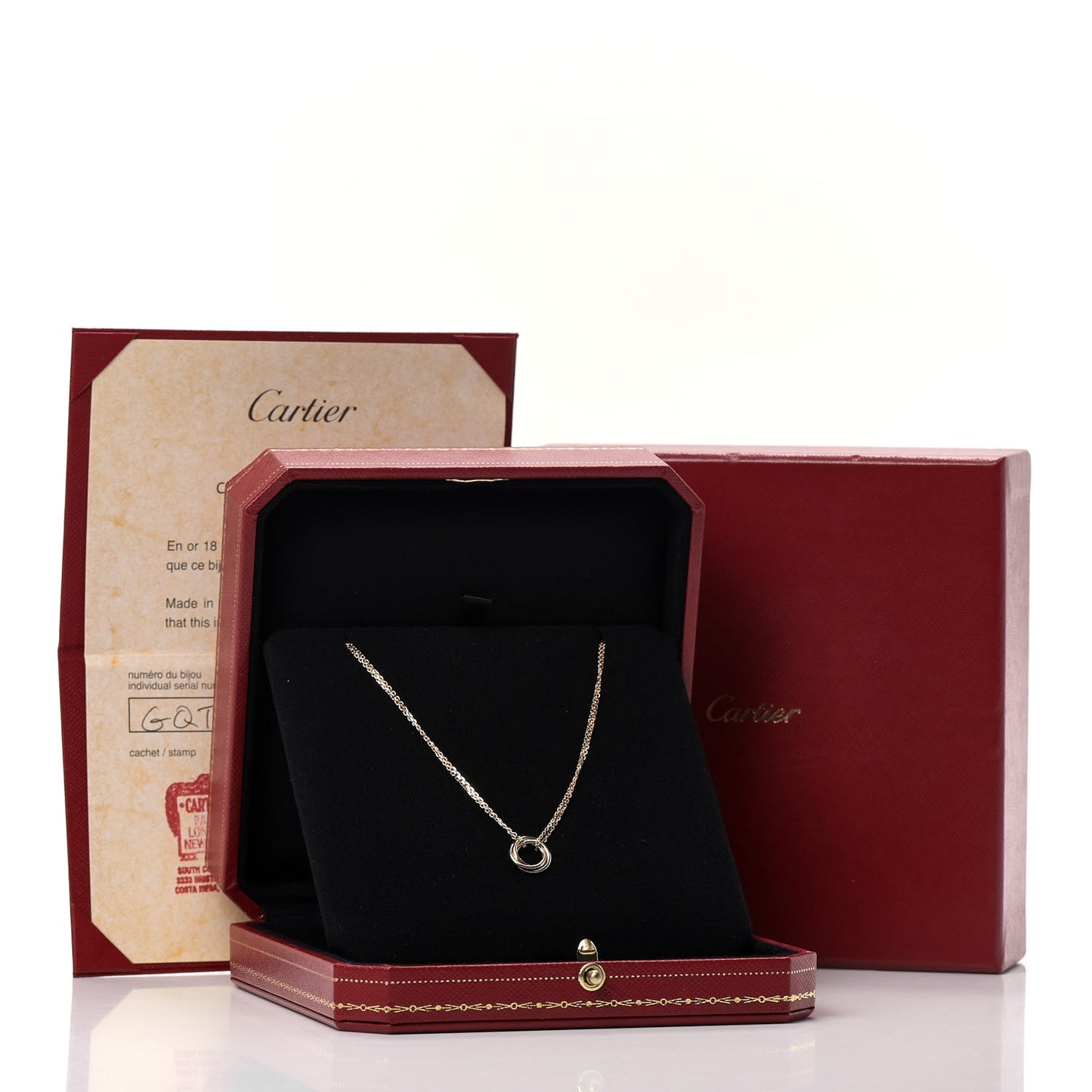 18K Pink Yellow White Gold Trinity Double Chain Pendant Necklace