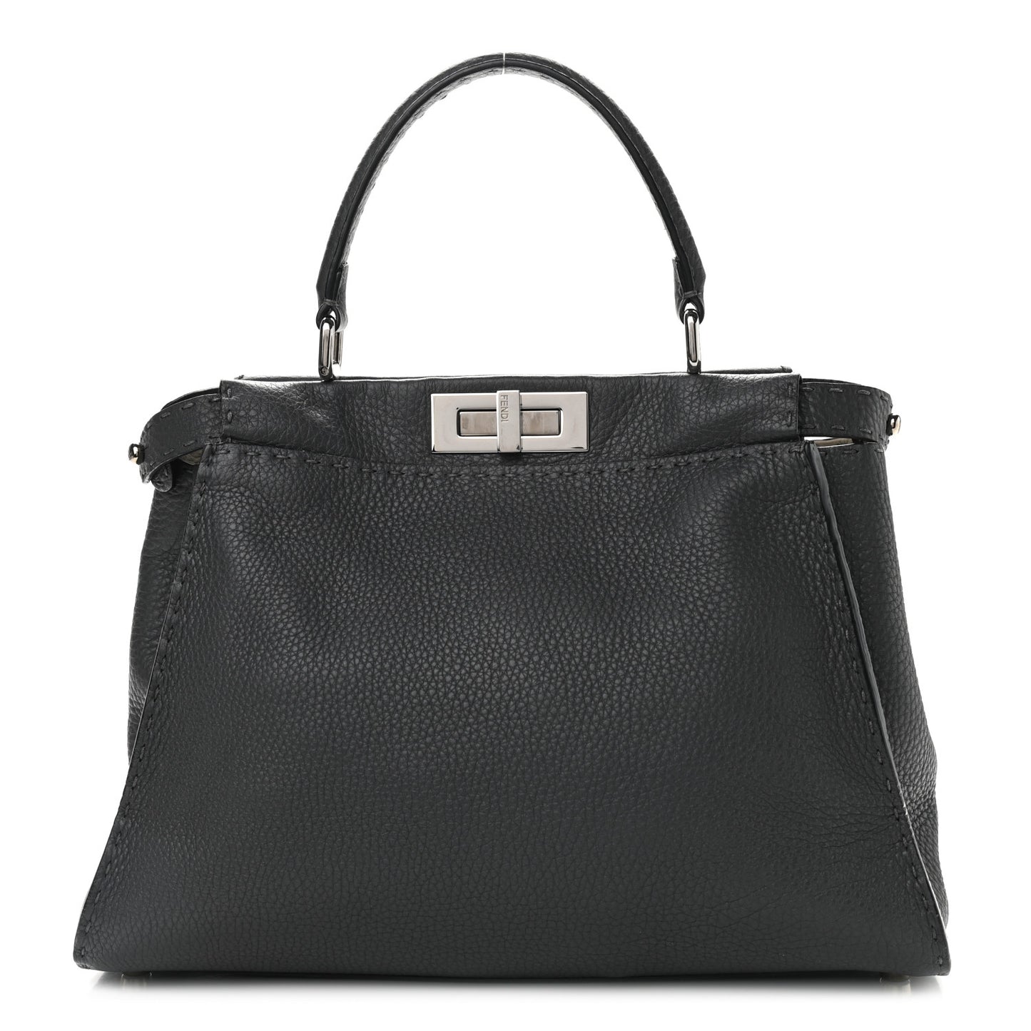 Cuoio Romano Selleria Bi-Color Medium Peekaboo Iconic Satchel Asfalto Latte