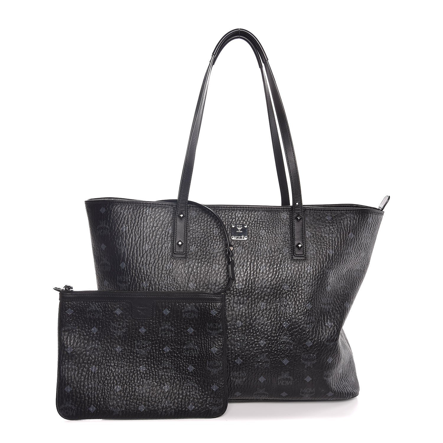 MCM Visetos Large Anya Shopper Tote Black 1 of 8