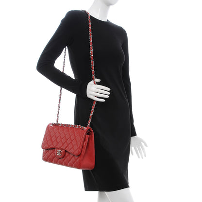 Chanel Caviar Quilted Jumbo Double Flap Red 2 of 10