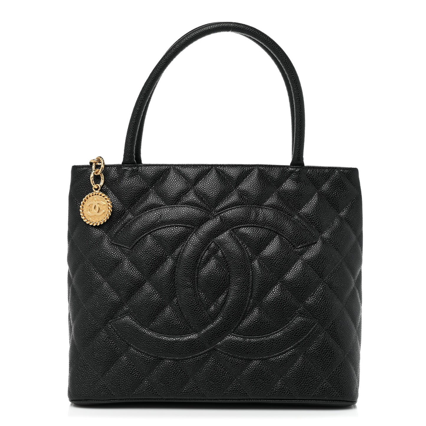 Caviar Quilted Medallion Tote Black