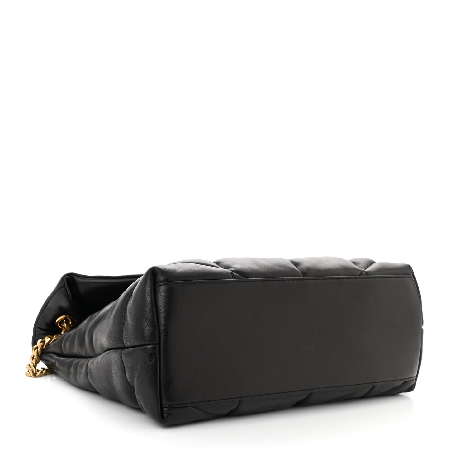 Lambskin Quilted Medium Loulou Puffer Monogram Chain Satchel Black