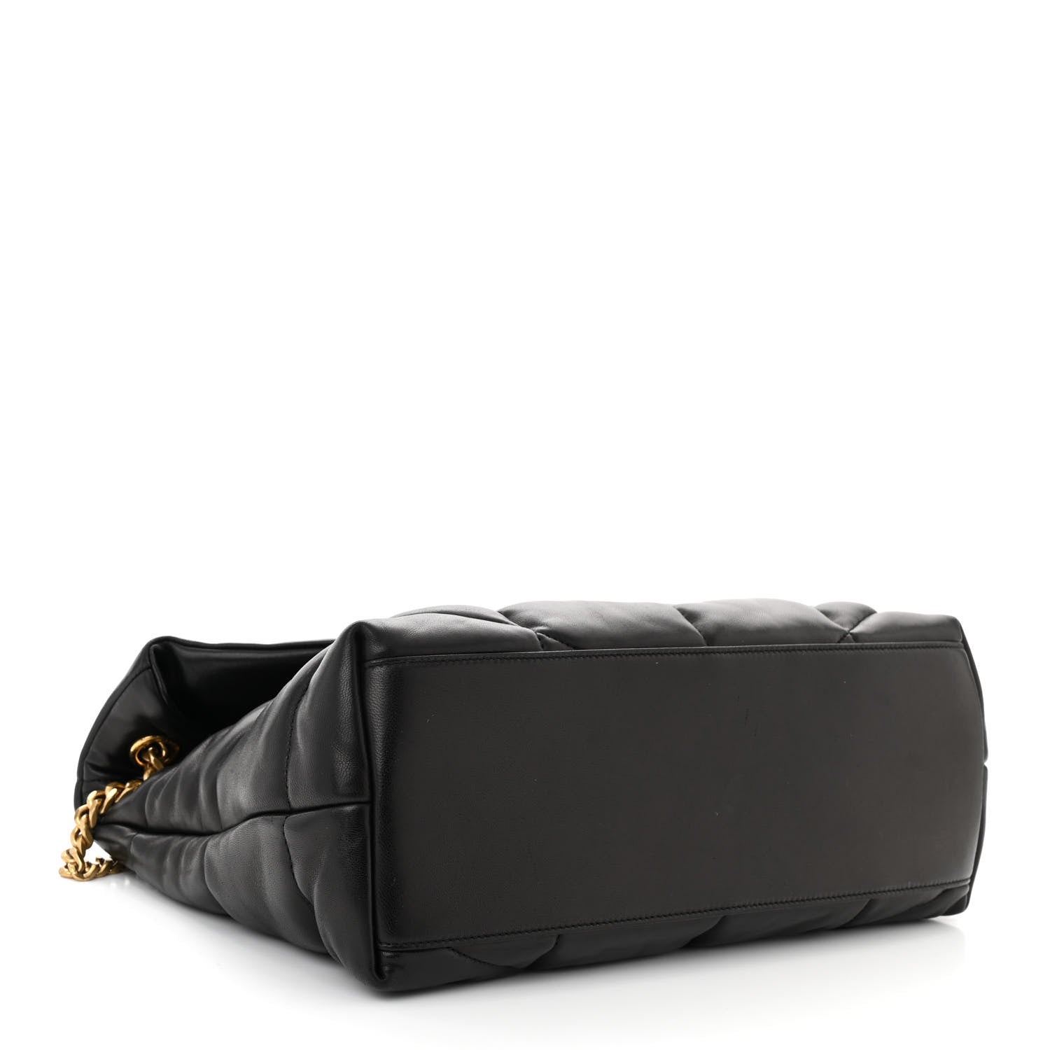 Saint Laurent Lambskin Quilted Medium Loulou Puffer Monogram Chain Satchel Black 4 of 11