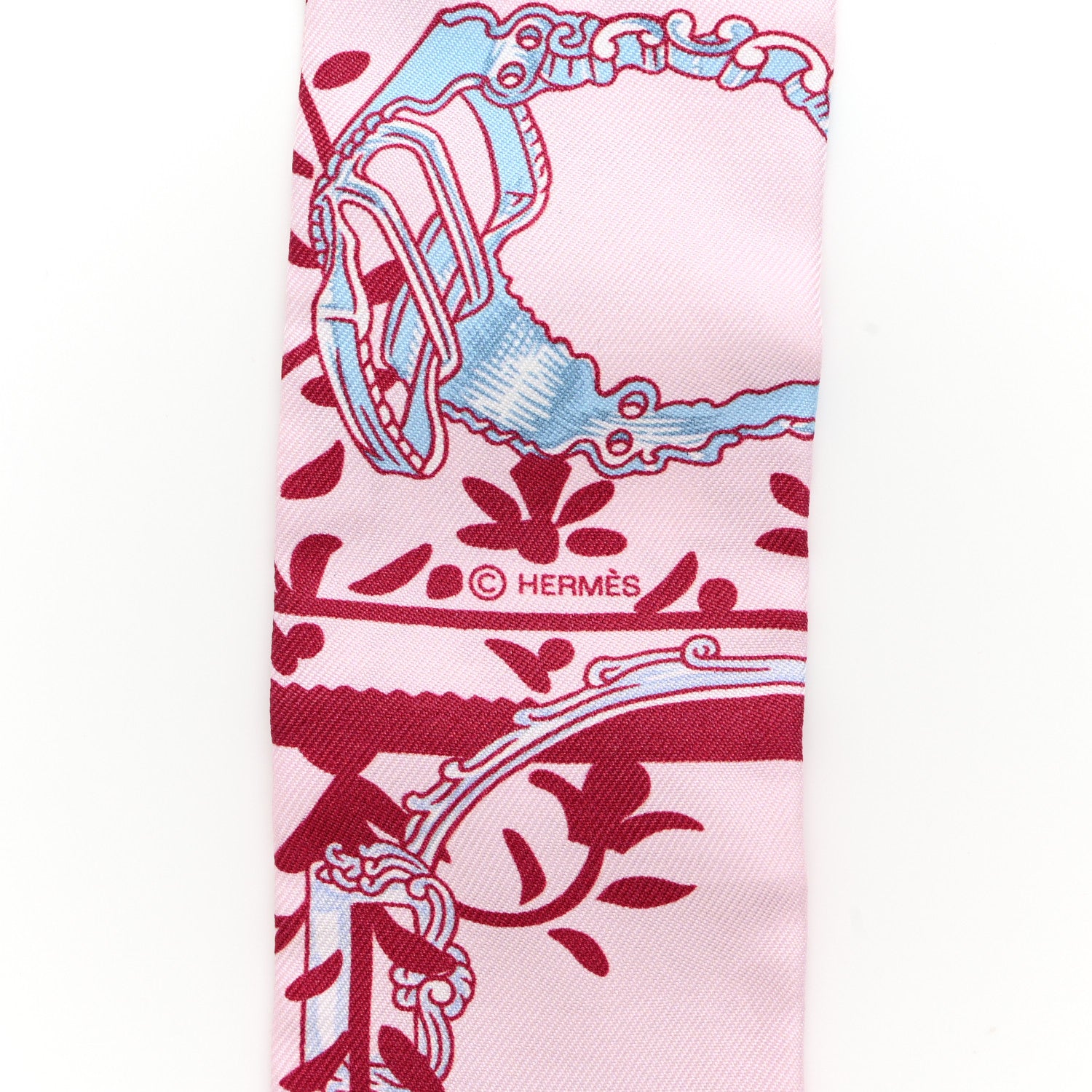 Hermes Silk Etriers Remix Twilly Rose Pale Bordeaux 4 of 4