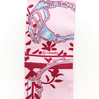 Hermes Silk Etriers Remix Twilly Rose Pale Bordeaux 4 of 4
