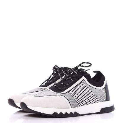 Hermes Knit Bi-Color Womens Addict Sneakers 38.5 Black White 3 of 9