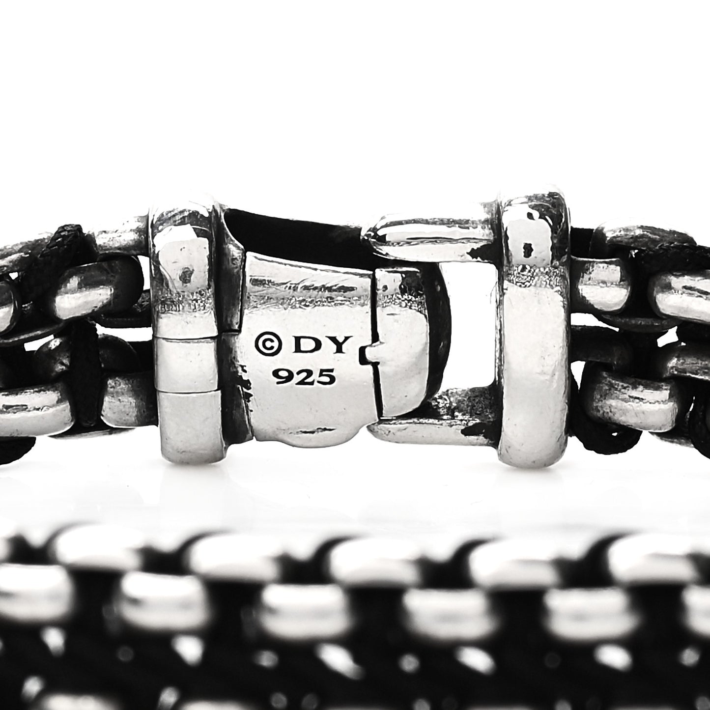 Sterling Silver Woven Box Chain Bracelet Black