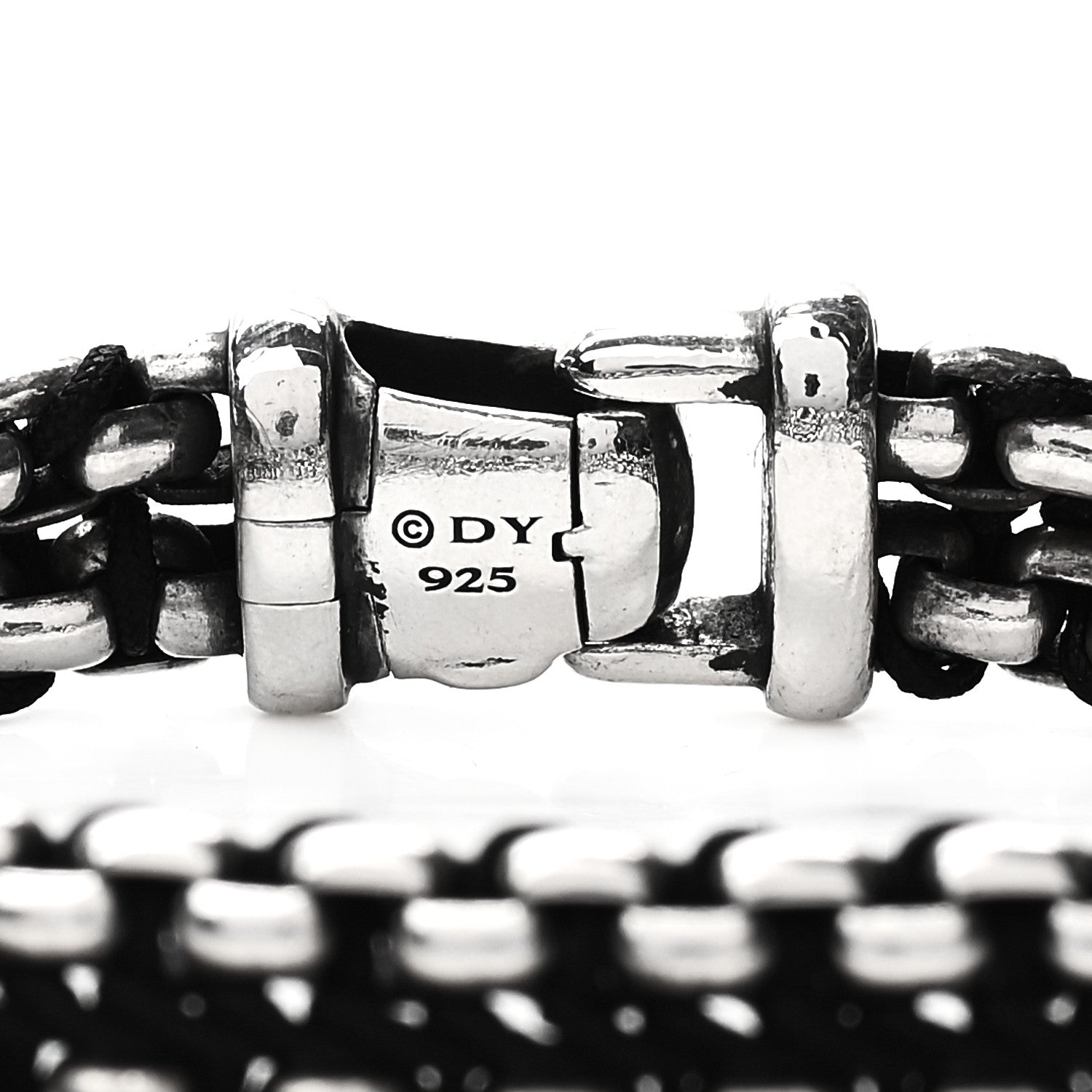 David Yurman Sterling Silver Woven Box Chain Bracelet Black 4 of 4