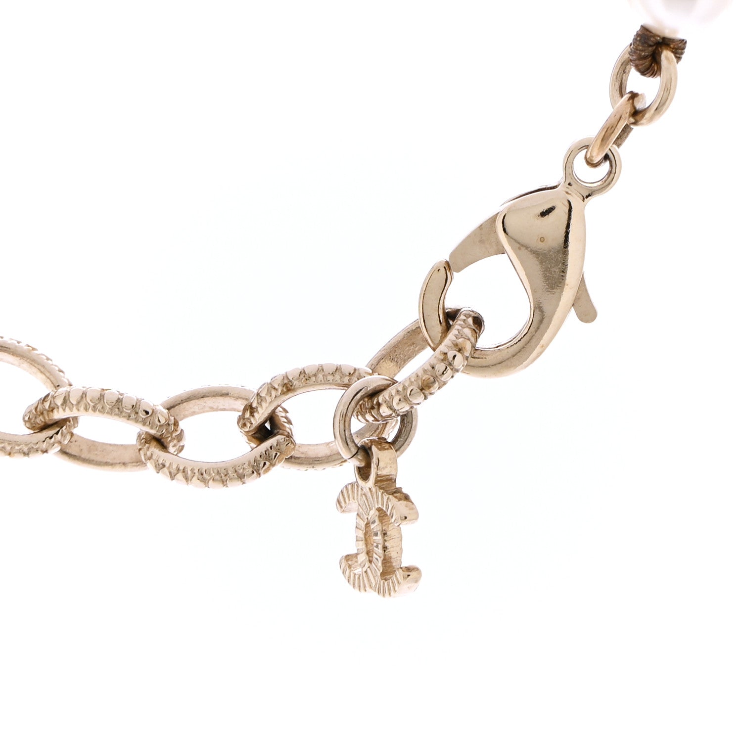 Chanel Pearl Crystal CC Short Logo Necklace Gold 5 of 7