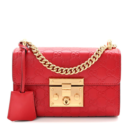 Gucci Guccissima Small Padlock Shoulder Bag Hibiscus Red 1 of 10