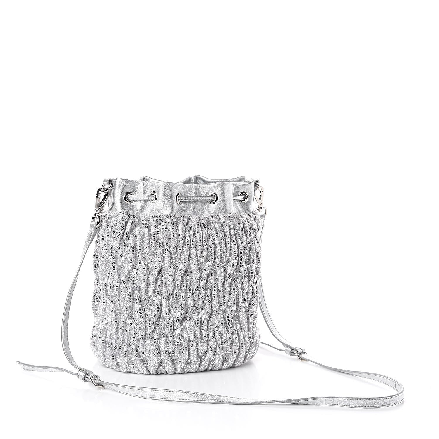 Miu Miu Paillettes Mate Bucket Bag Argento 3 of 9