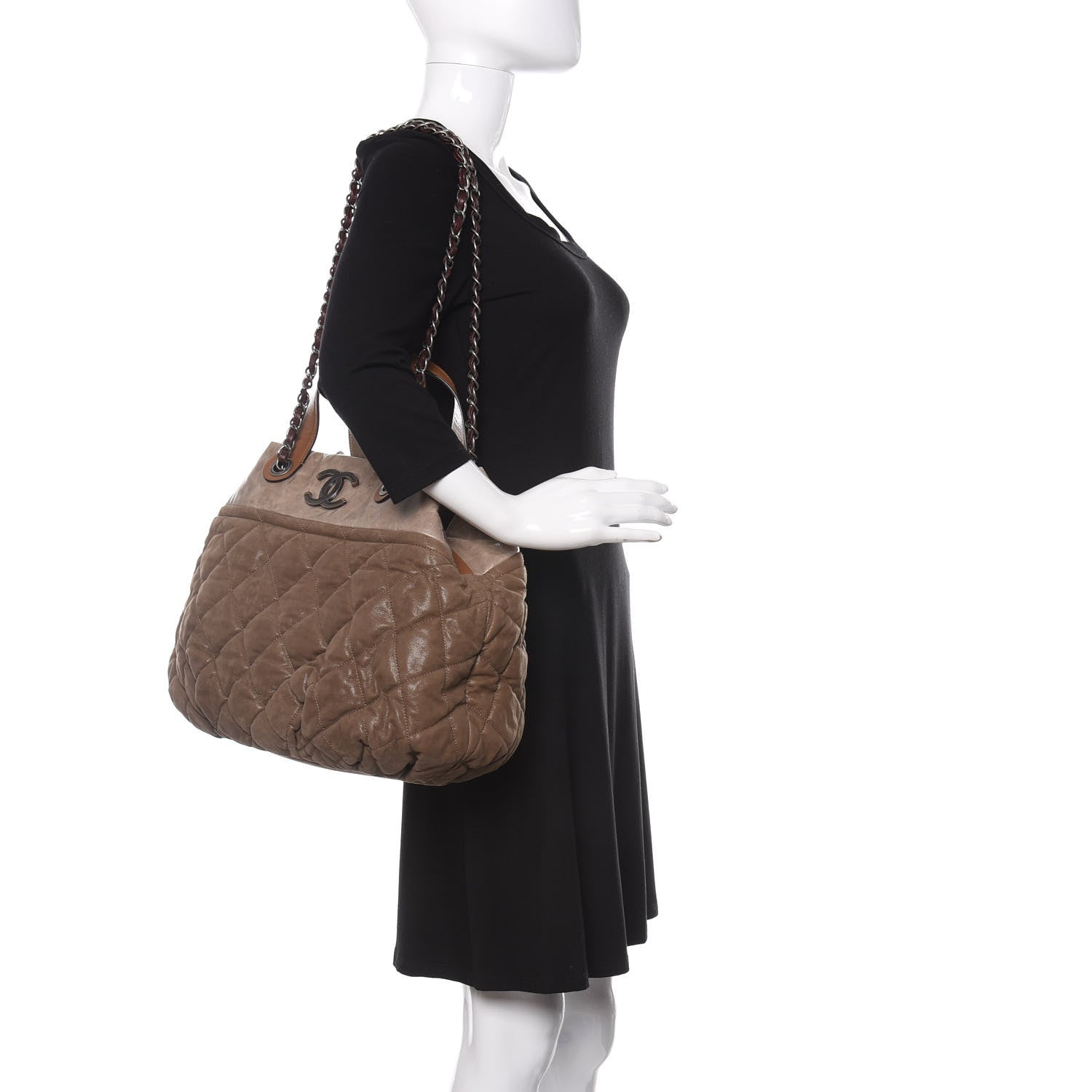 Chanel Iridescent Calfskin Quilted Large In The Mix Tote Khaki 2 of 10