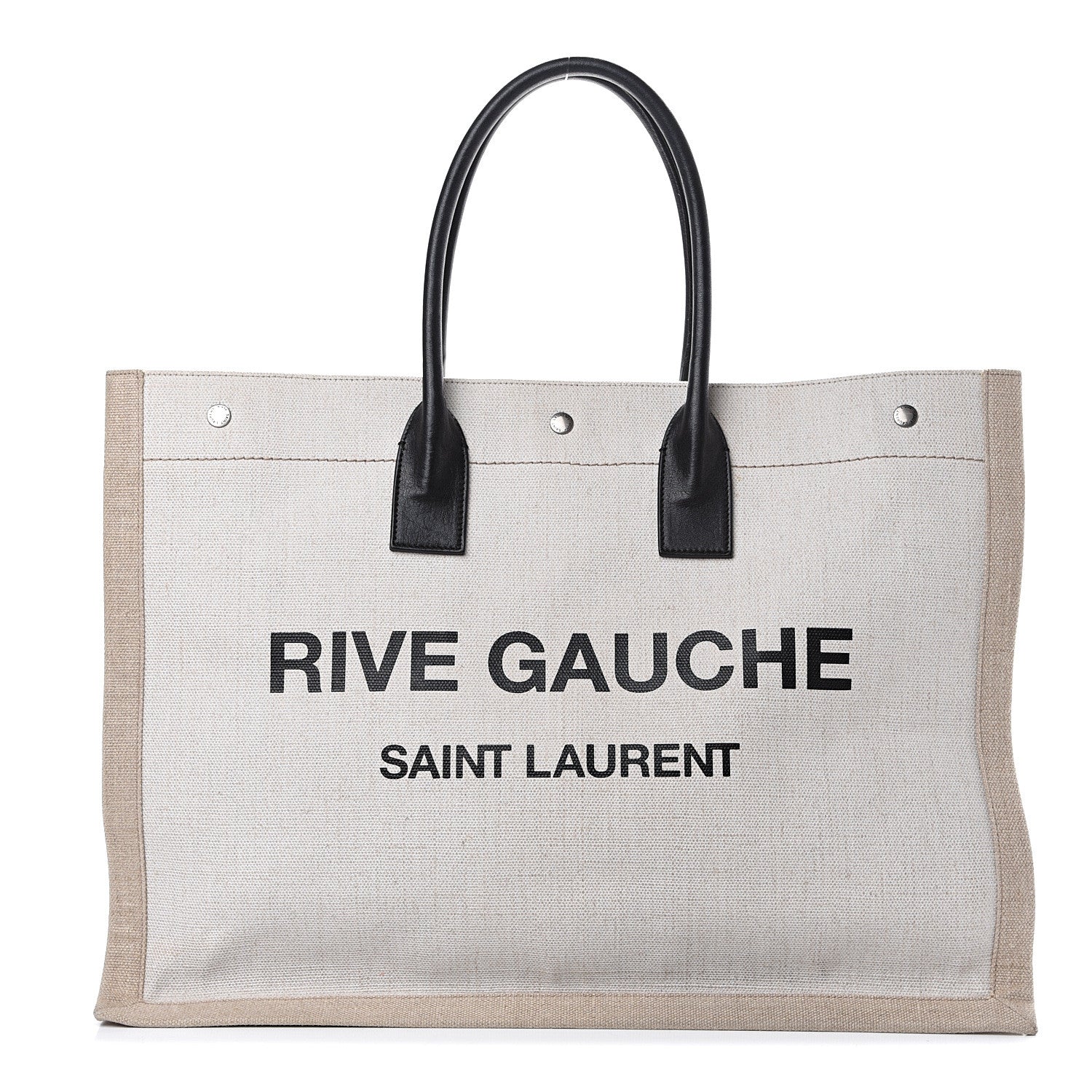 Saint Laurent Linen Calfskin Rive Gauche Tote Optic White 1 of 10
