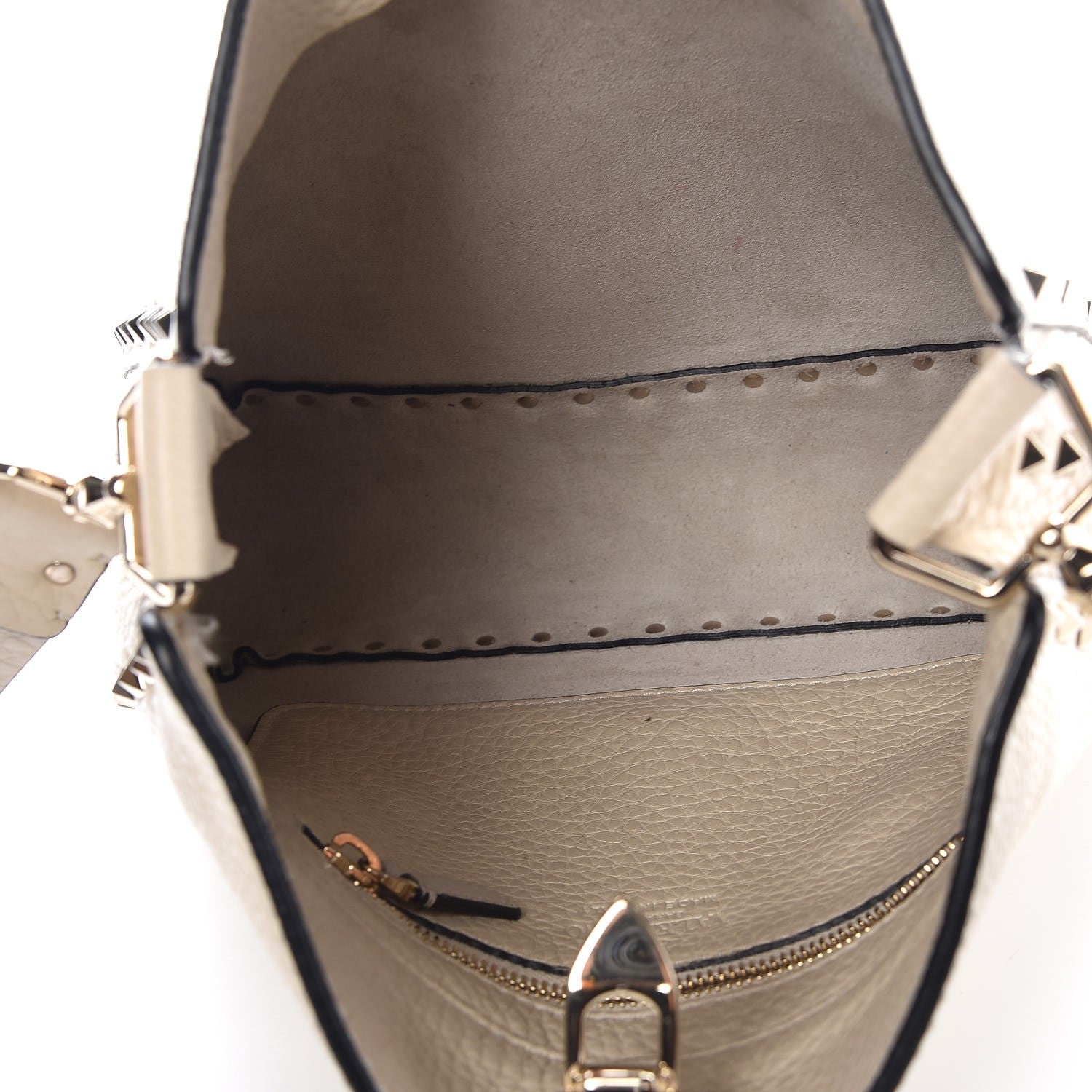 Valentino Garavani Pebbled Calfskin Small Rockstud Flip-Lock Messenger Bag Light Ivory 5 of 7