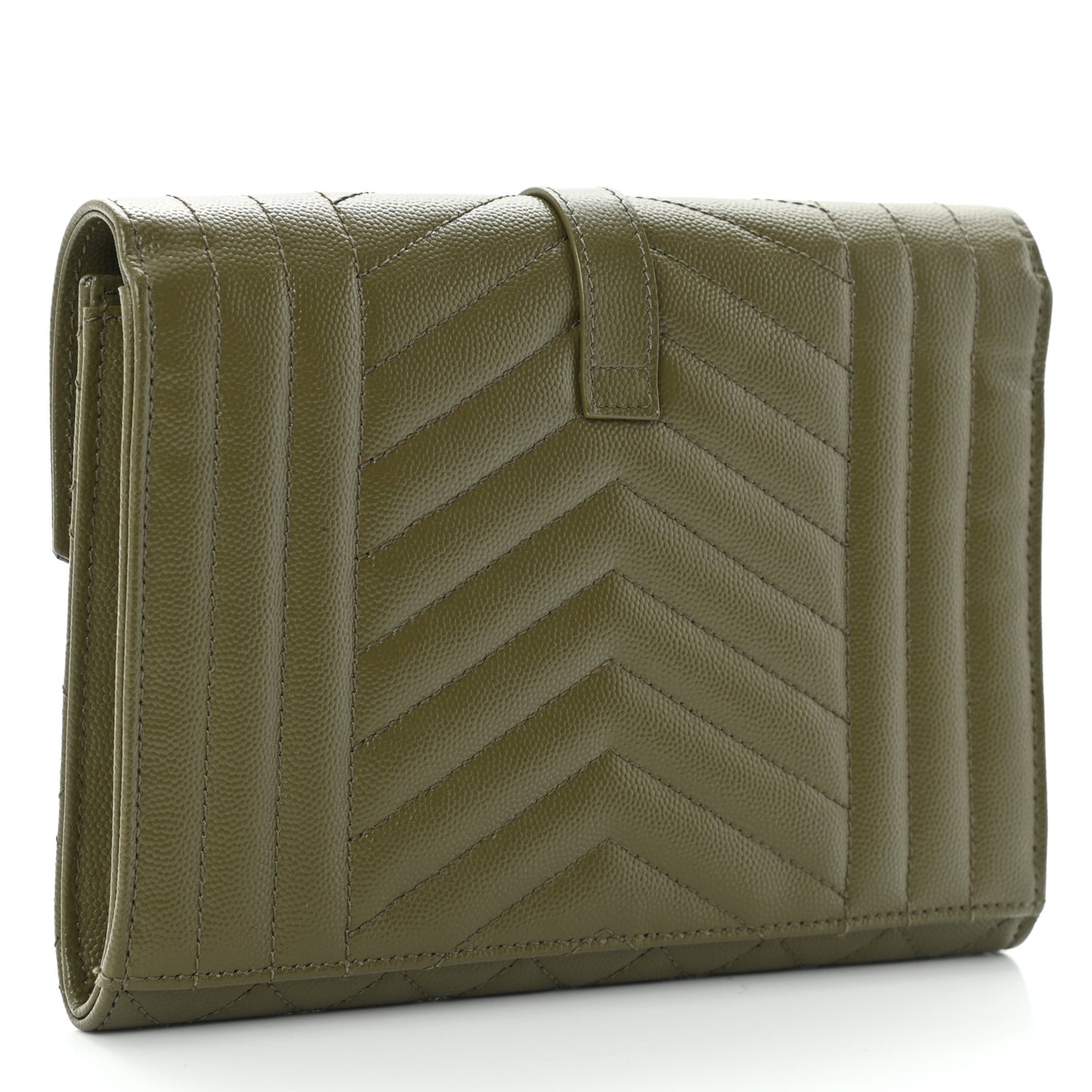 Grain De Poudre Textured Mixed Matelasse Triquilt Monogram Clutch Vert Kaki