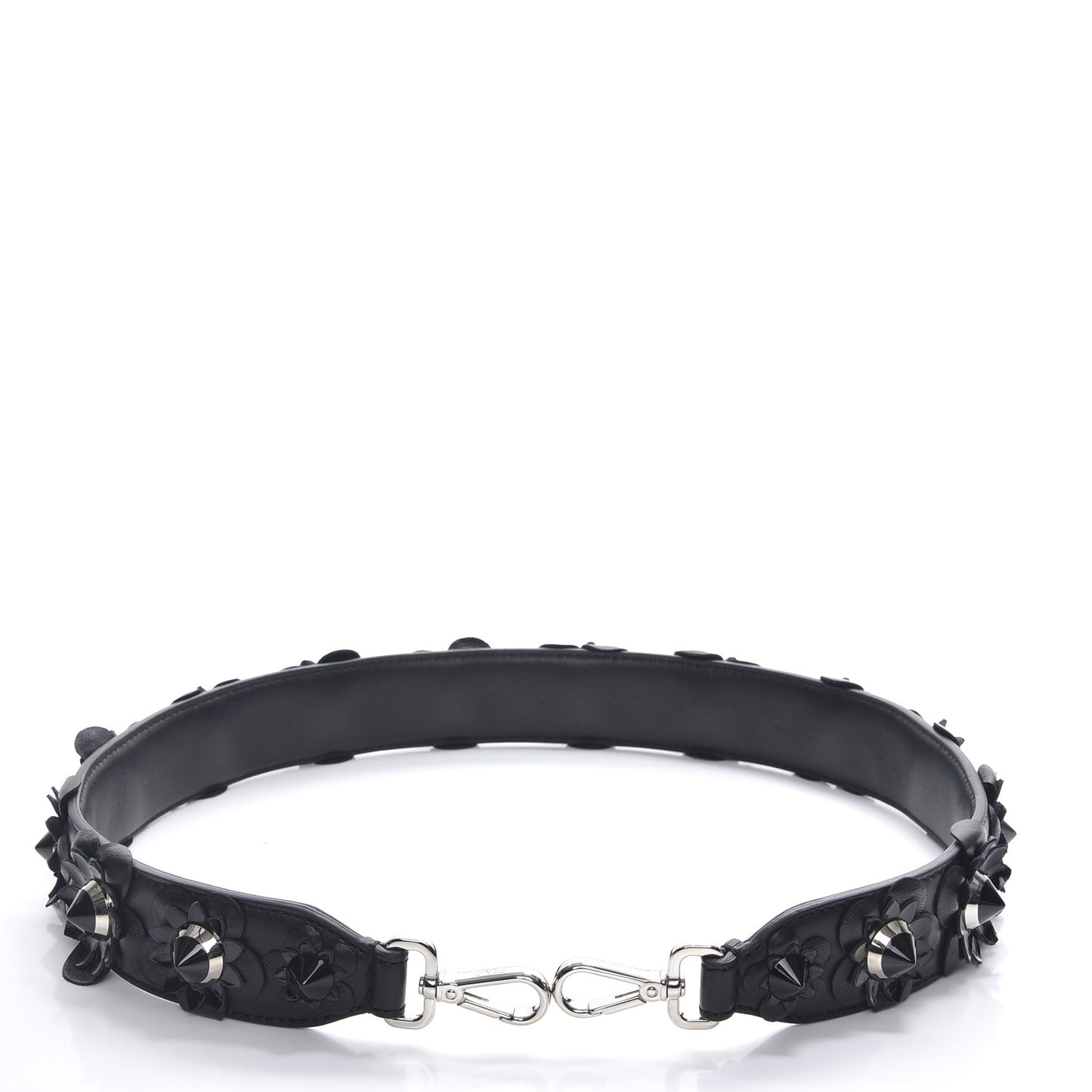 Vitello Dolce Nappa Patent Flowerland Studded Strap You Black