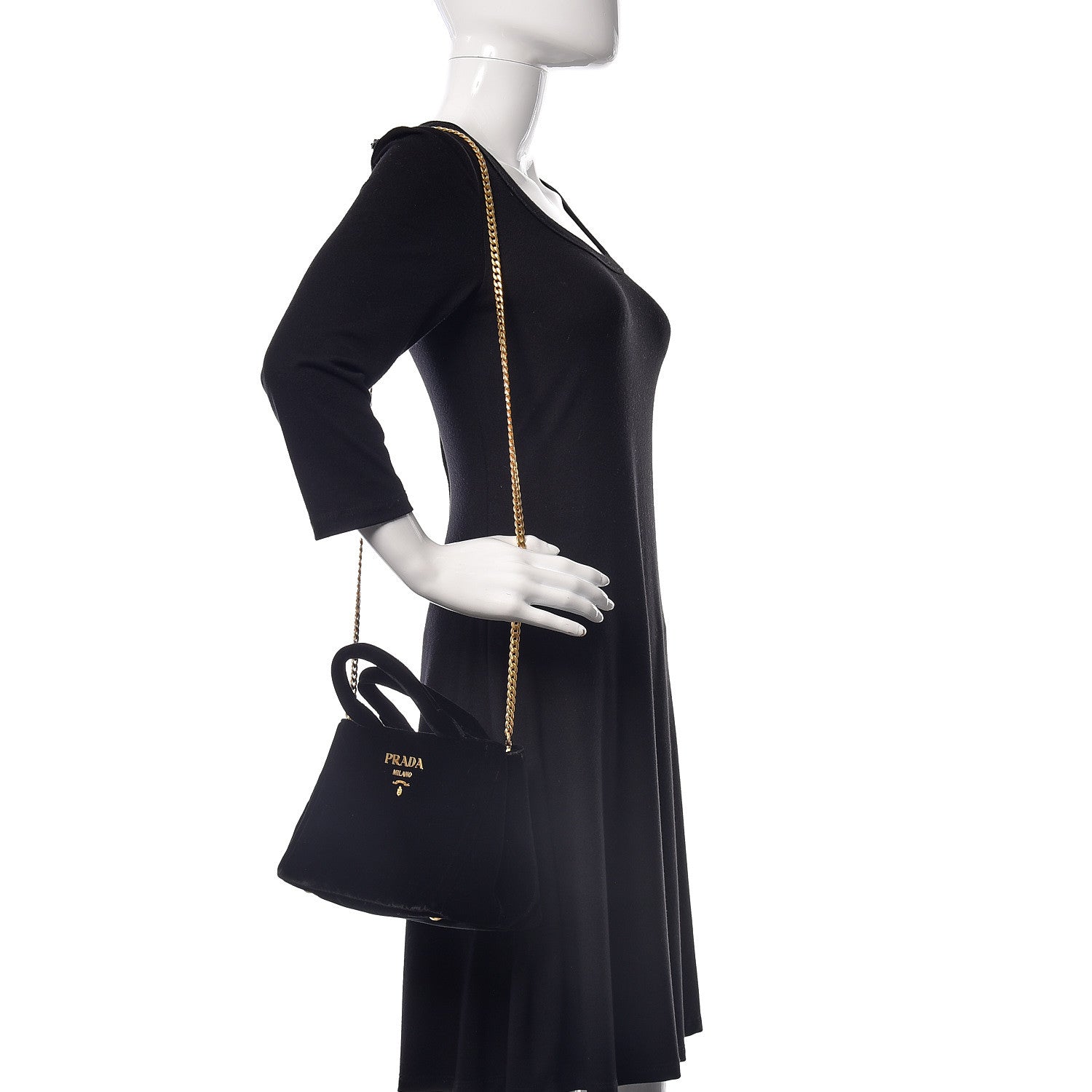 Prada Velvet Crossbody Tote Bag Black 2 of 9
