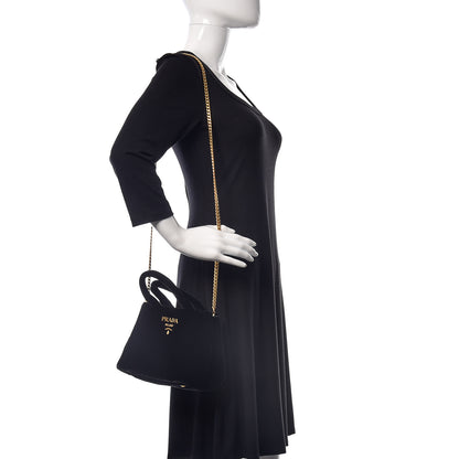 Prada Velvet Crossbody Tote Bag Black 2 of 9