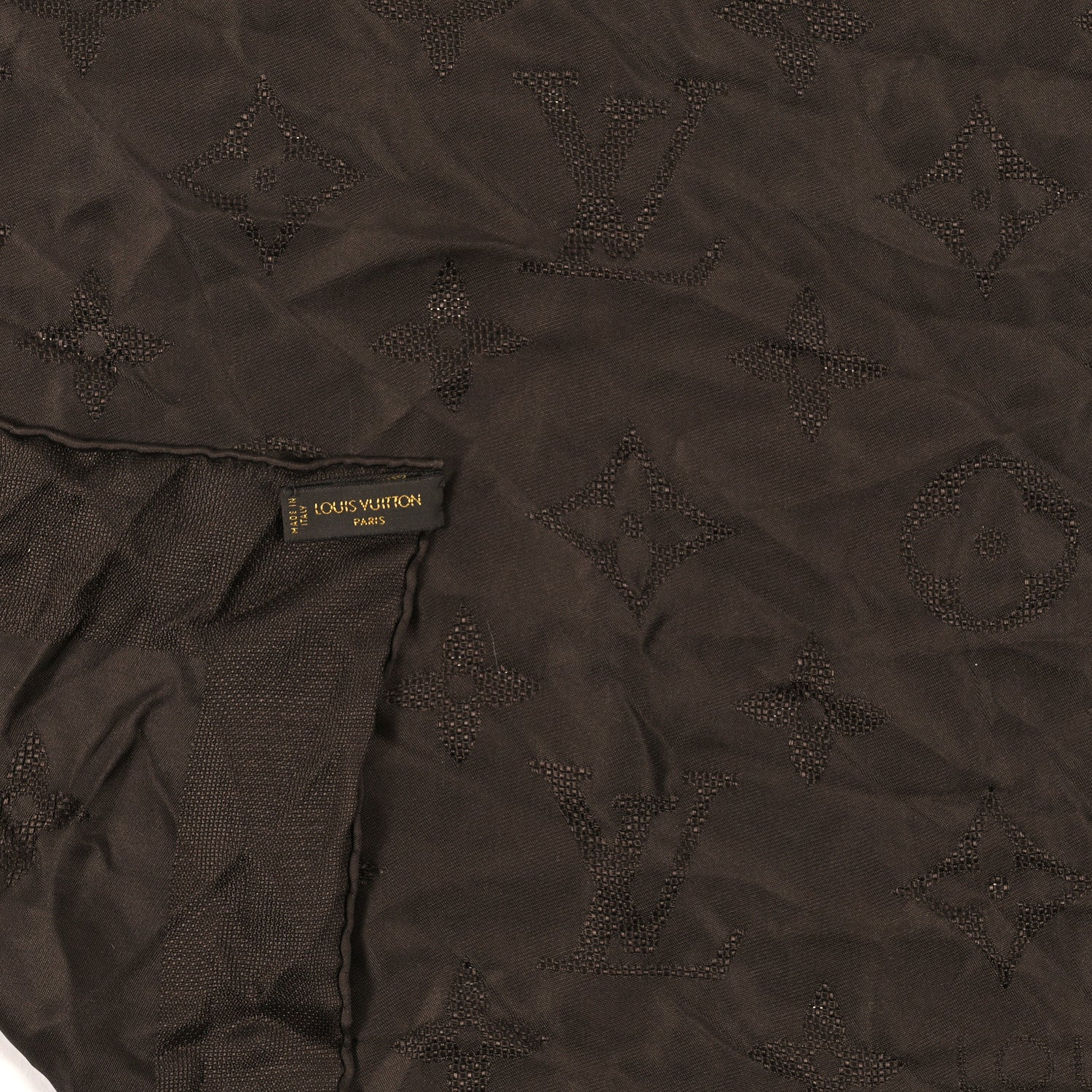 Louis Vuitton Silk Monogram Square Scarf Brown 3 of 3