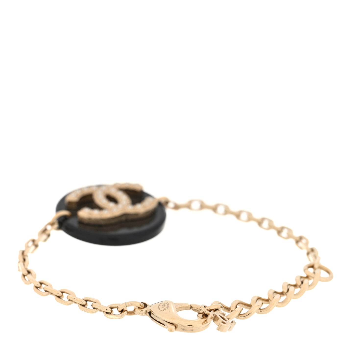 Enamel Pearl CC Bracelet Gold Black