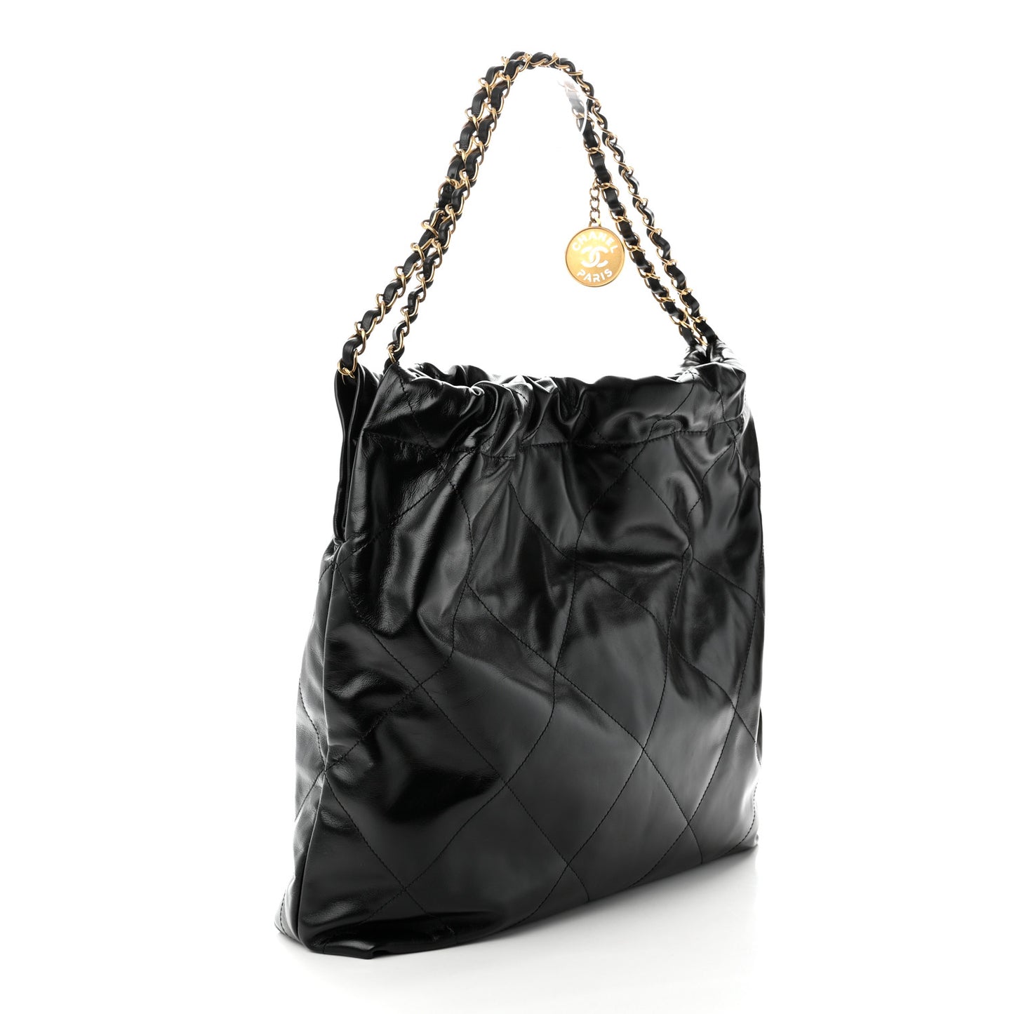 Shiny Calfskin Quilted Chanel 22 Black