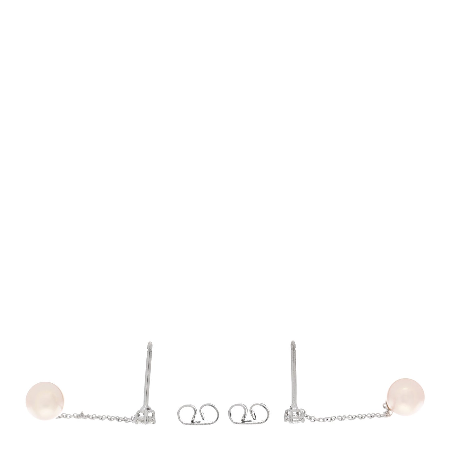 18K White Gold Diamond Akoya Pearl Drop Earrings