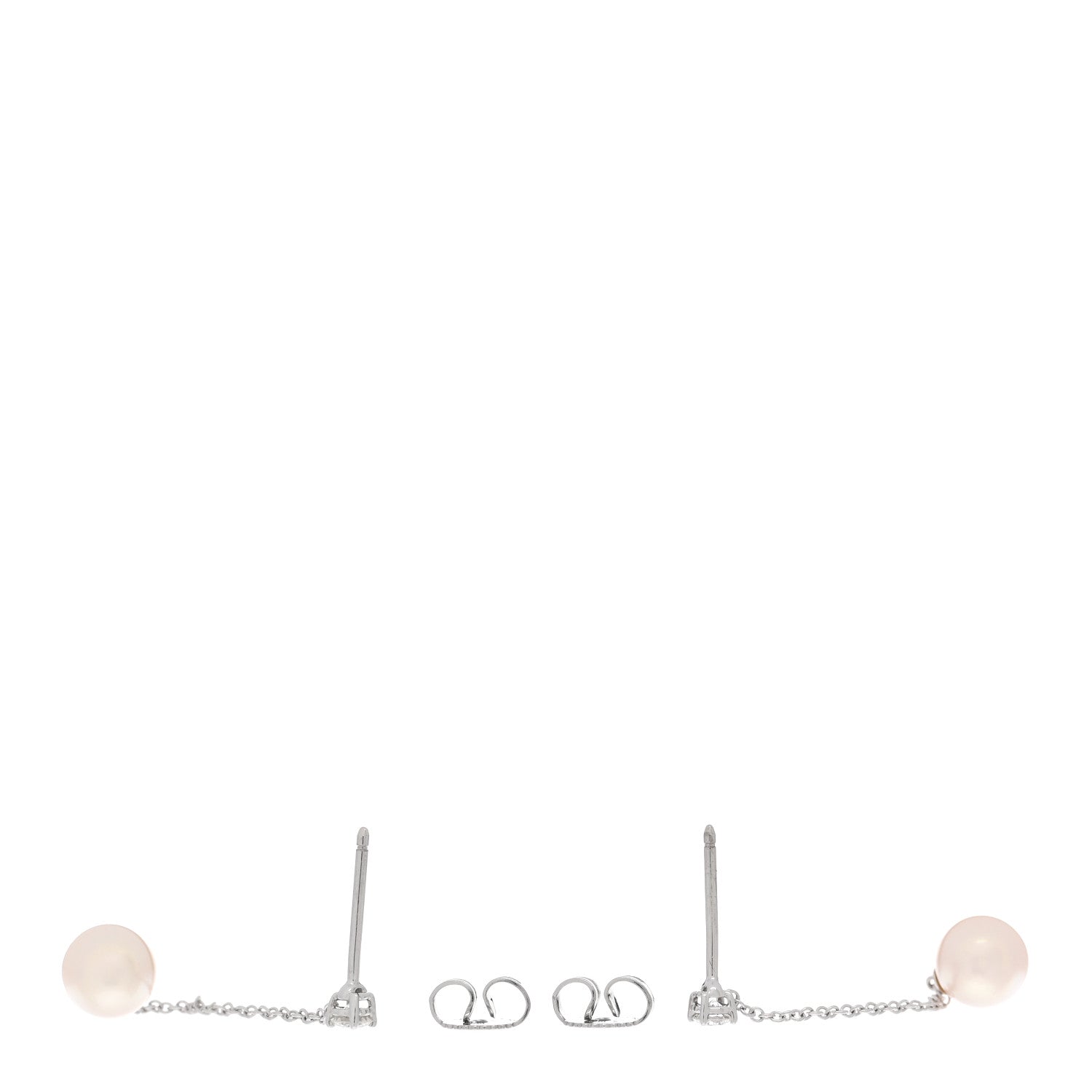 Tiffany 18K White Gold Diamond Akoya Pearl Drop Earrings 3 of 4