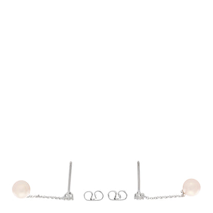 Tiffany 18K White Gold Diamond Akoya Pearl Drop Earrings 3 of 4