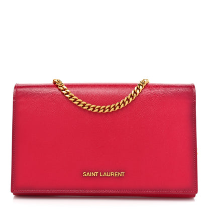 Saint Laurent Grain de Poudre Classic Letters Chain Wallet Fuchsia 1 of 21
