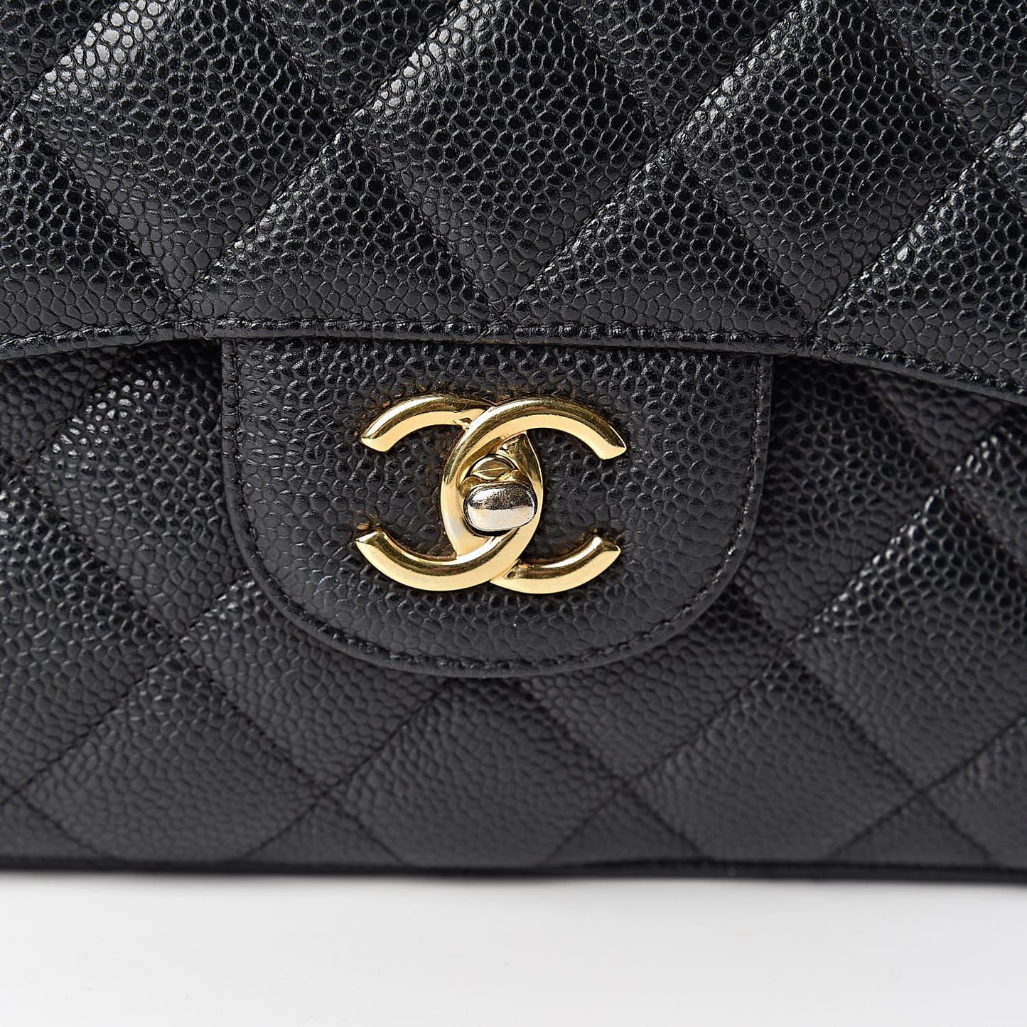 Caviar Quilted Jumbo Double Flap Black