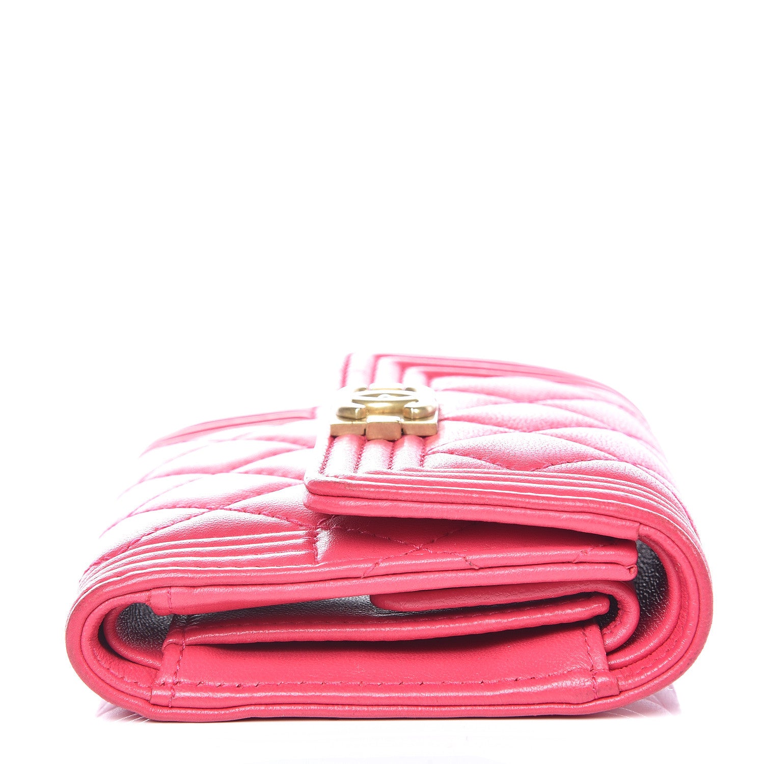 Chanel Lambskin Quilted Compact Boy Wallet Fuchsia 12 of 17