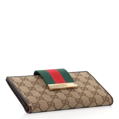 Gucci Monogram Calfskin Ladies Web Continental Wallet Beige Ebony Cocoa 4 of 7